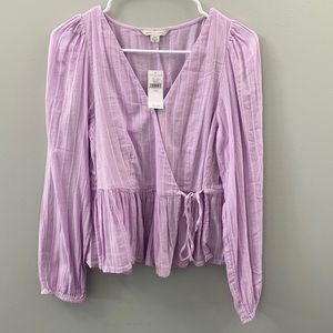 American Eagle purple wrap style blouse.